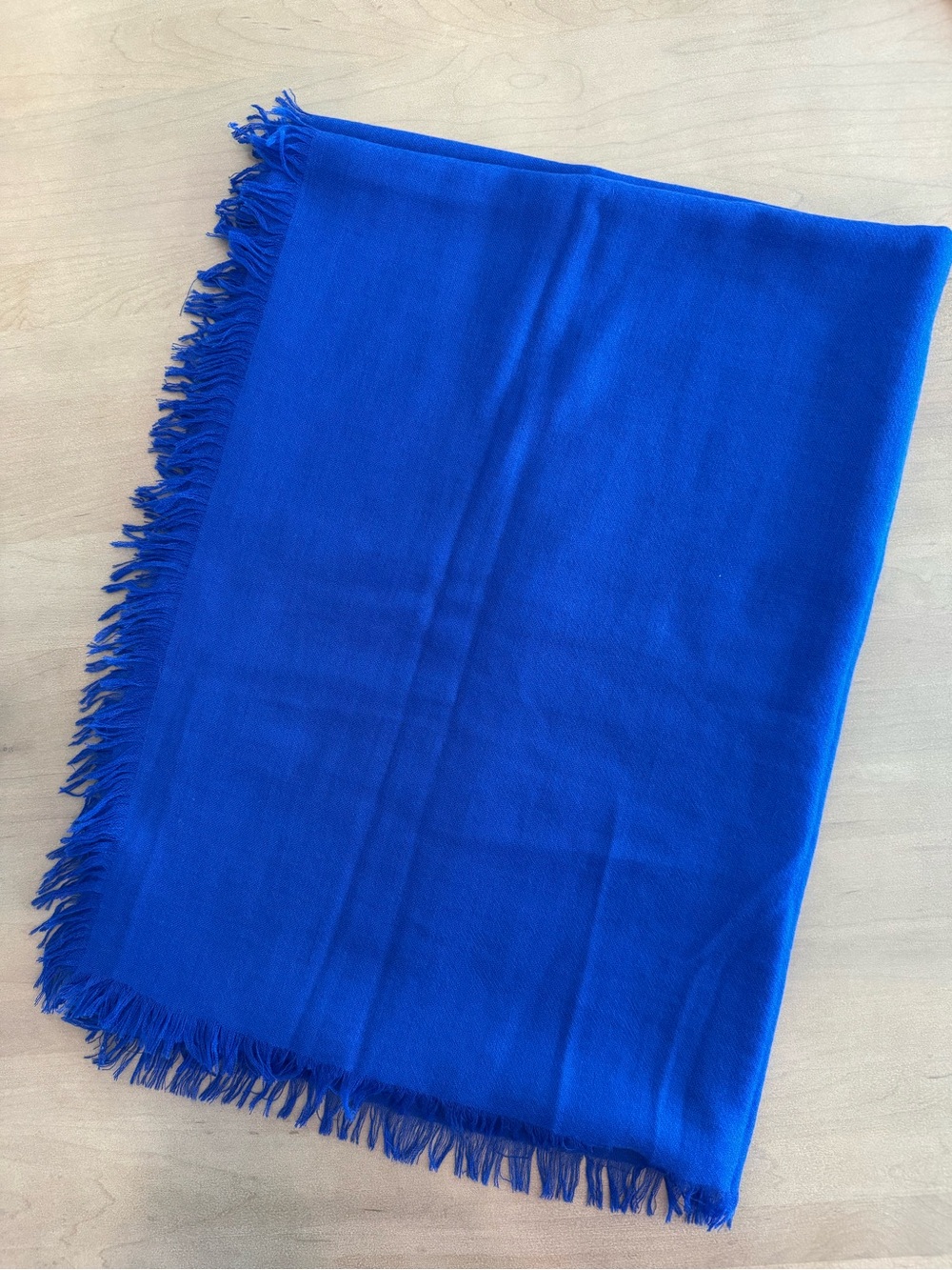 Vibrant Royal Blue Fringed Scarf